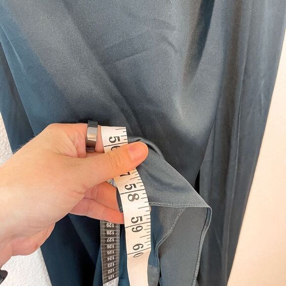 After Six Whisper Satin Vneck Faux Wrap Tulip Evergreen Bridesmaid Dress 4 NWT - Picture 7 of 9